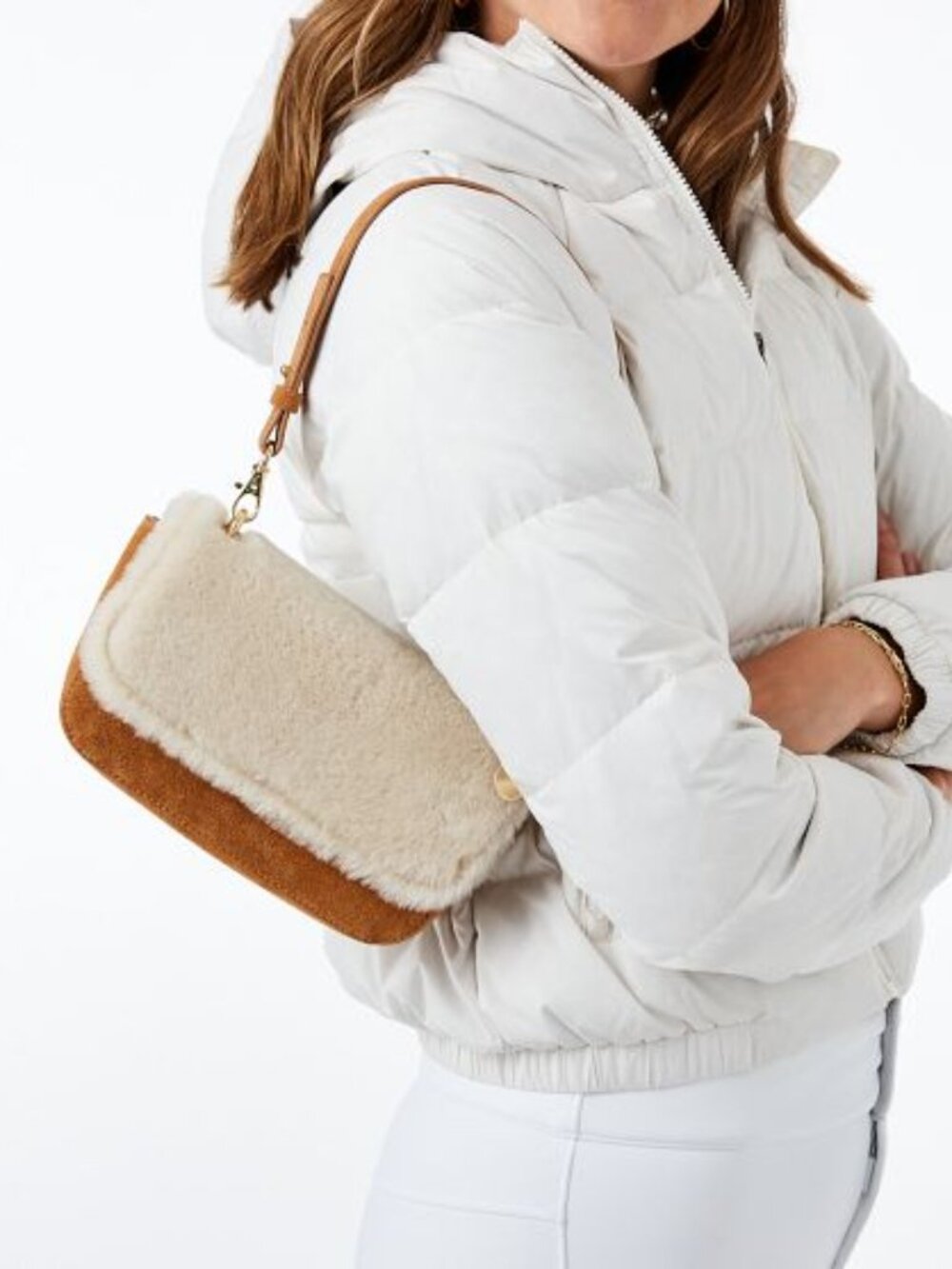 Mark & Graham Sloane Suede and Shearling Shoulder Bag - New!